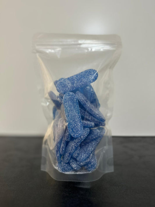 Vegane saure blaue Zungen Fruchtgummi mit Zuckerüberzug