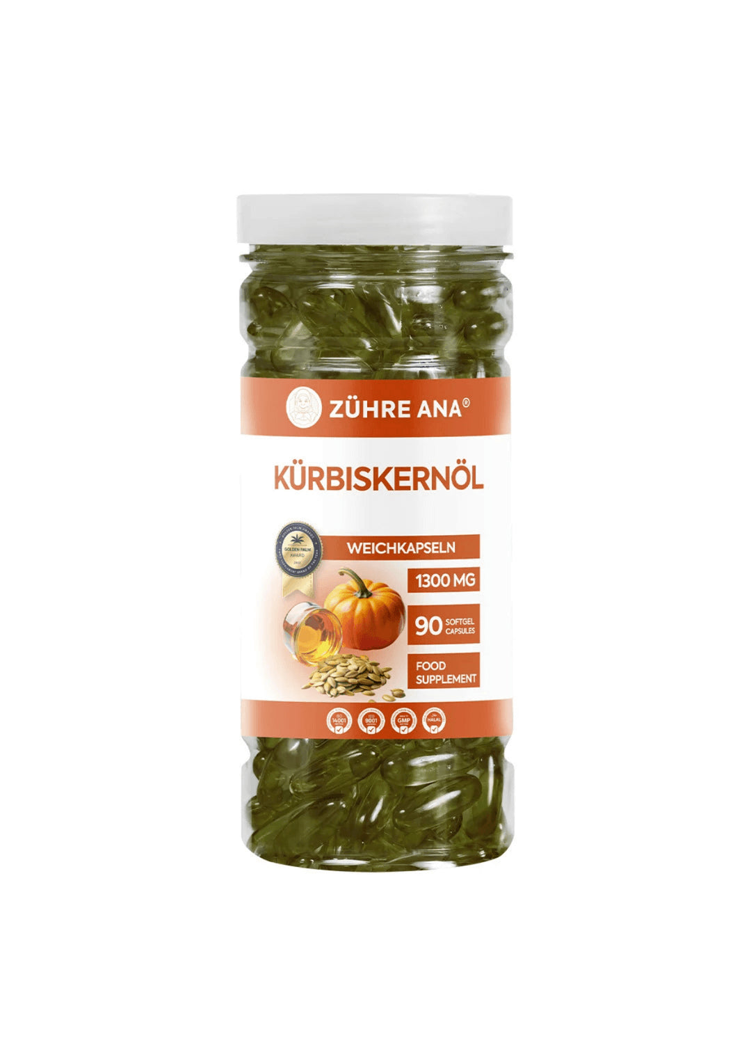 Zühre Ana Kürbiskernöl Weichkapseln 1300mg (90 Kapseln)